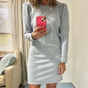 LOFT Light Blue Puff Shoulder Sweatshirt Dress Size 2 NWT